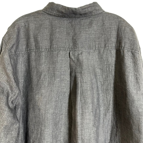Carbon2Cobalt Grey 100% Linen Longsleeve Button-up Shirt - Picture 4 of 7